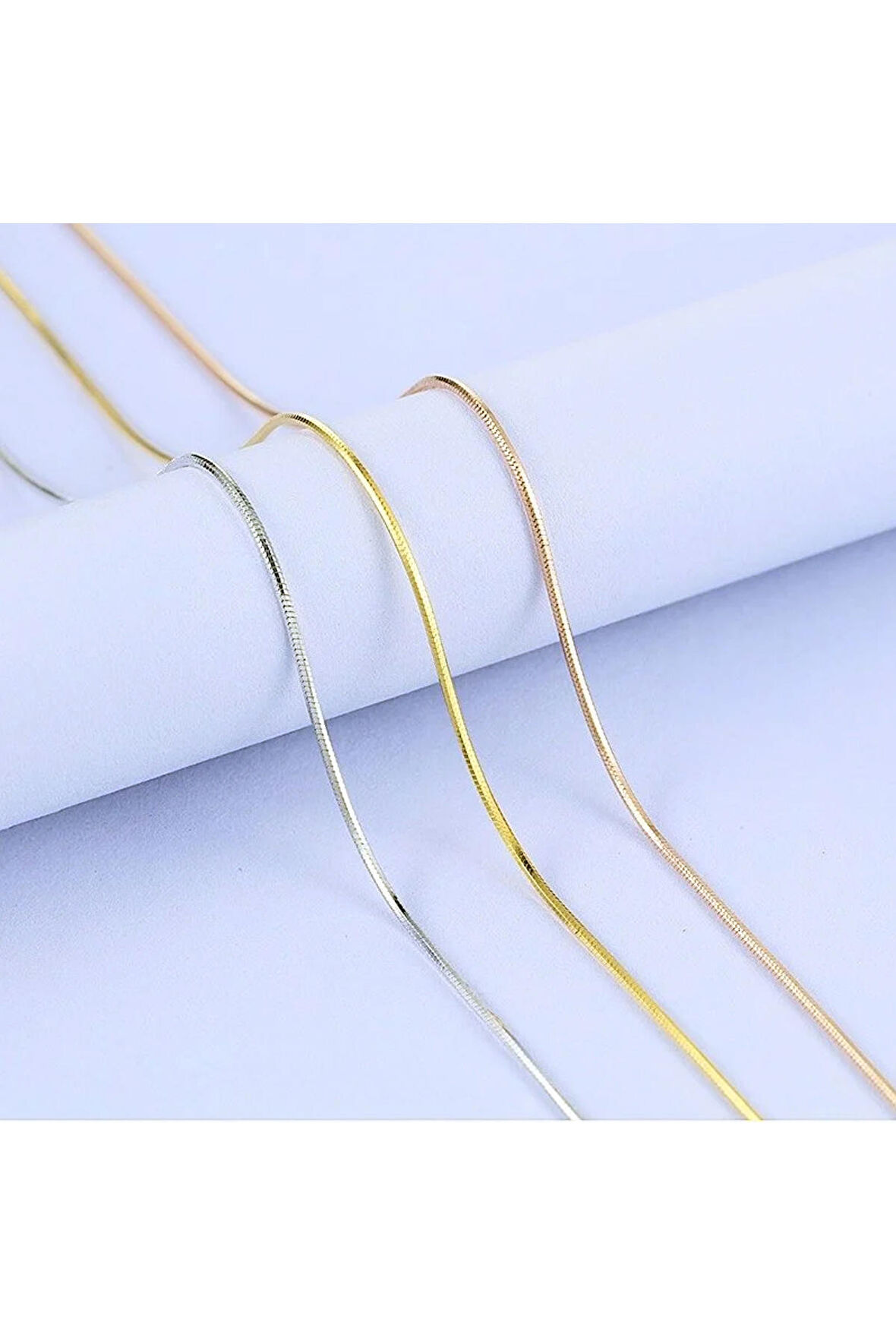 JADENNE Orta Kalınlık Gold Erkek Snake Model Kolye Çelik Üzeri Altın Kaplama Garanti Belgeli