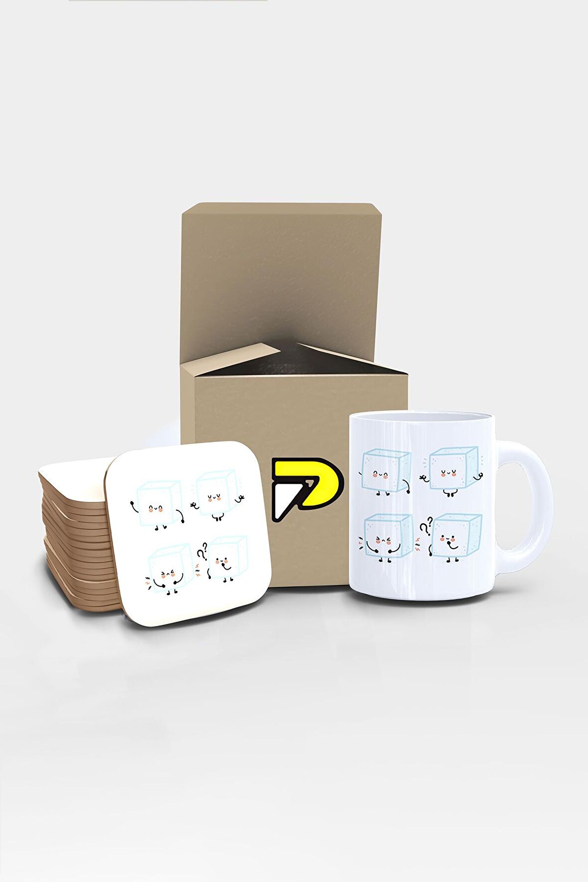 Buz Küpleri Komik Tasarımlı Baskılı Kupa Bardak Seti