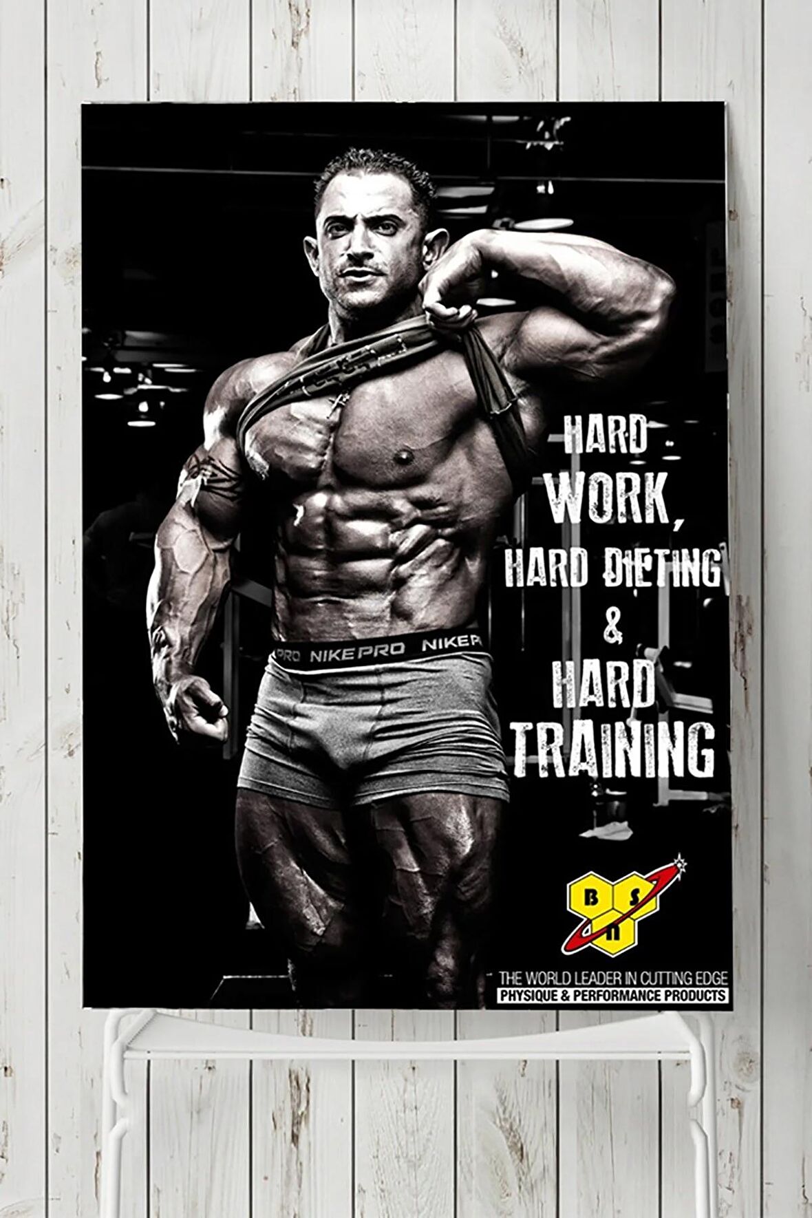 Hard Work Vücut Geliştirme Body Building Fitness Posteri 