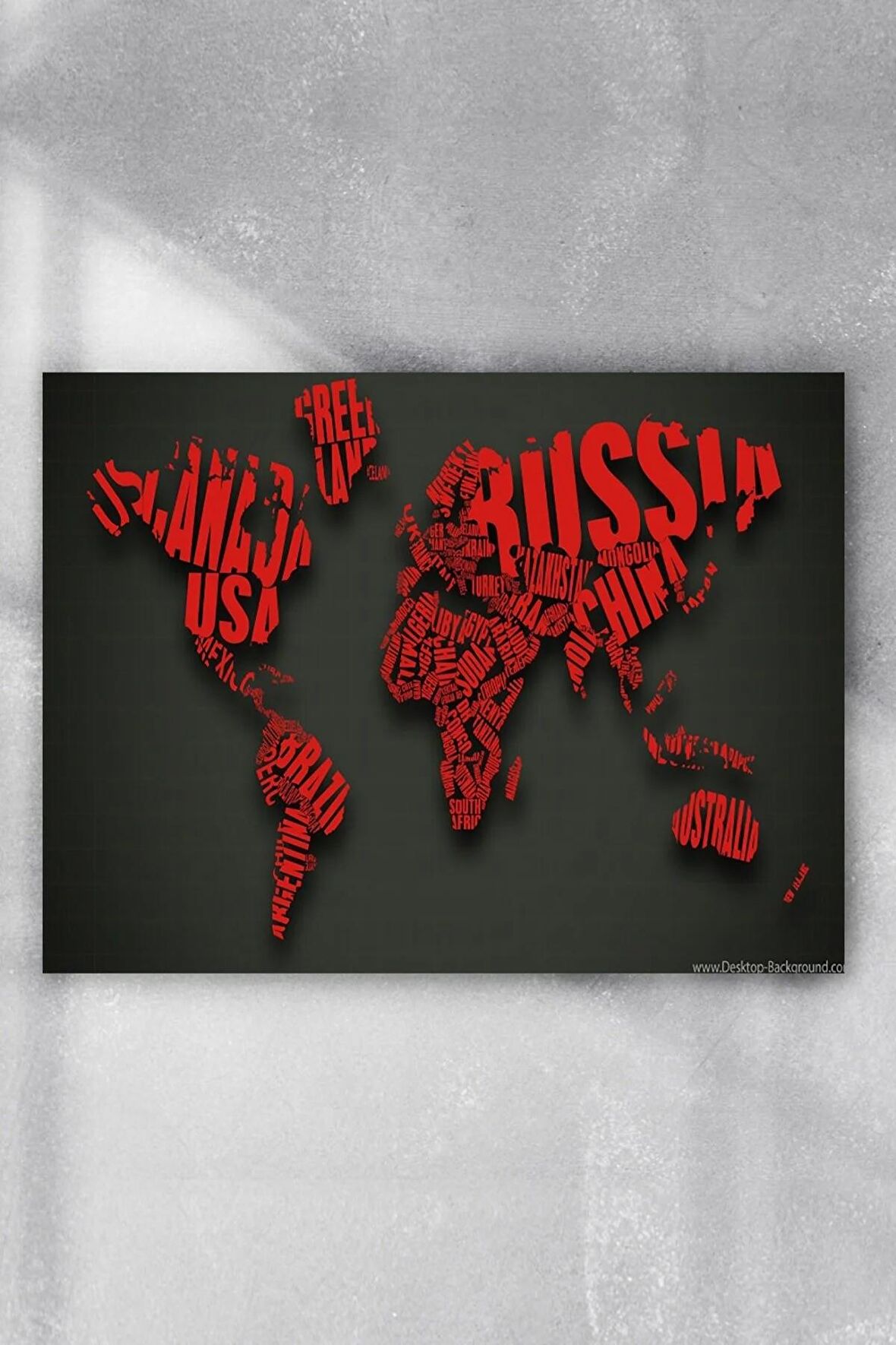 Yazılı Dünya Haritası Poster 