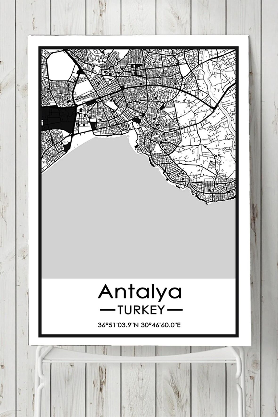 Antalya Harita Dekoratif Tasarım Poster