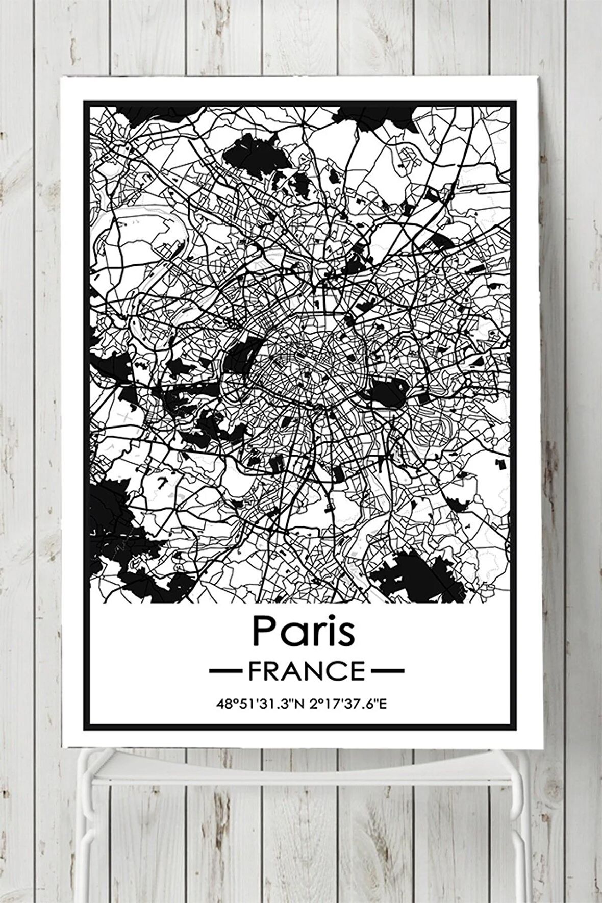 Fransa Paris Harita Dekoratif Tasarım Poster