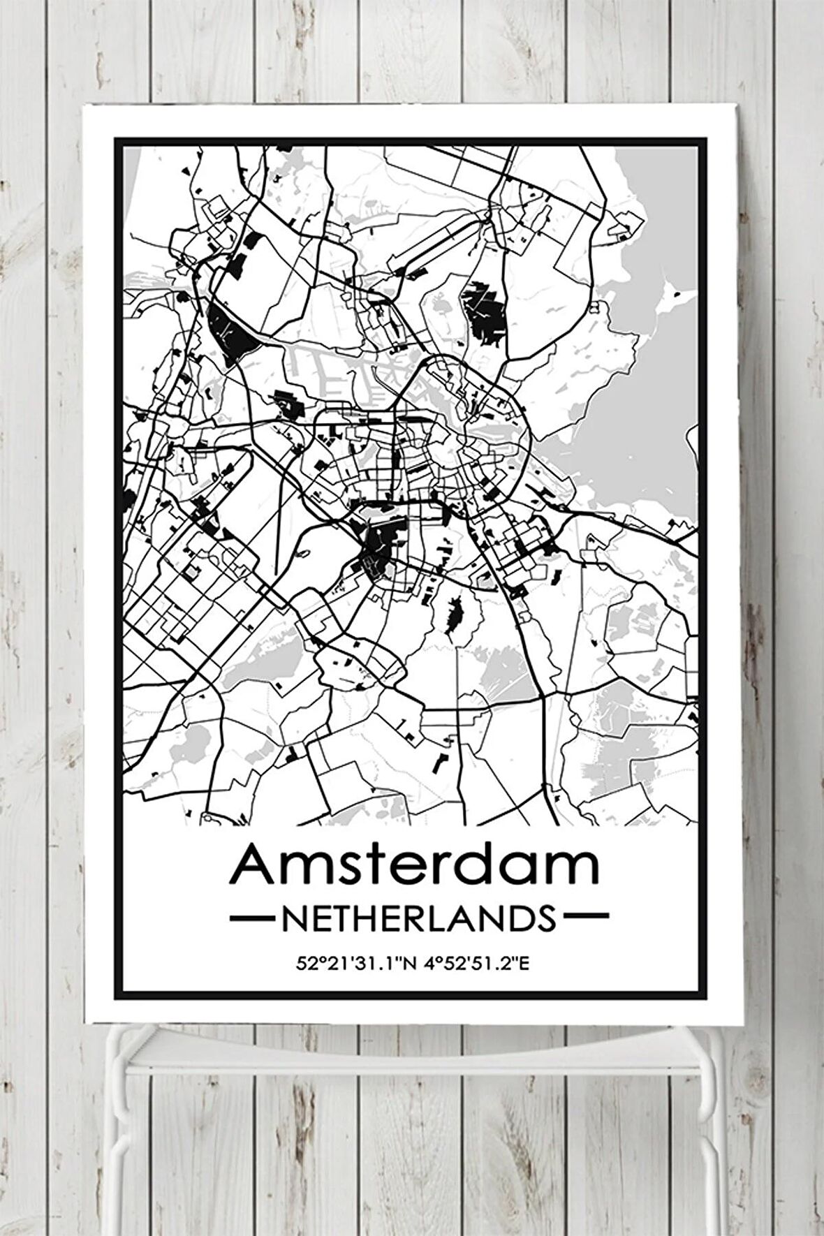 Hollanda Amsterdam Harita Dekoratif Tasarım Poster