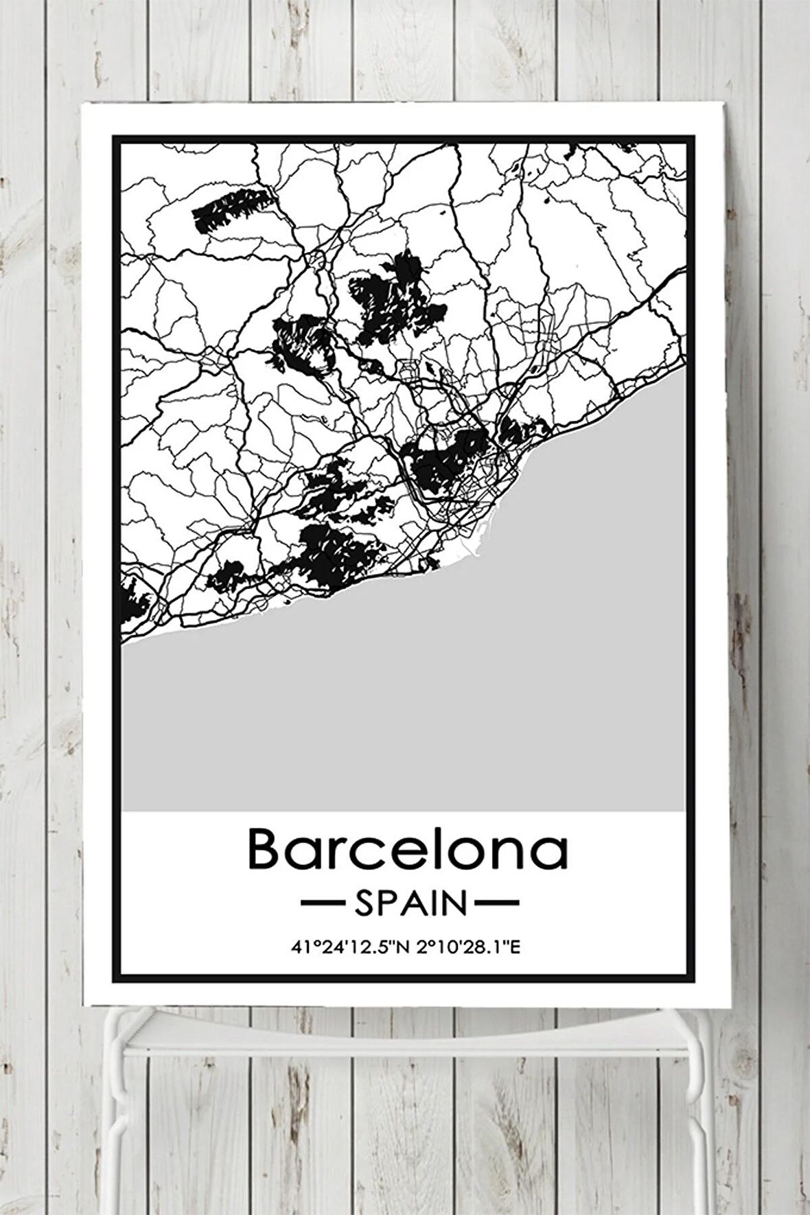 Ispanya Barcelona Harita Dekoratif Tasarım Poster