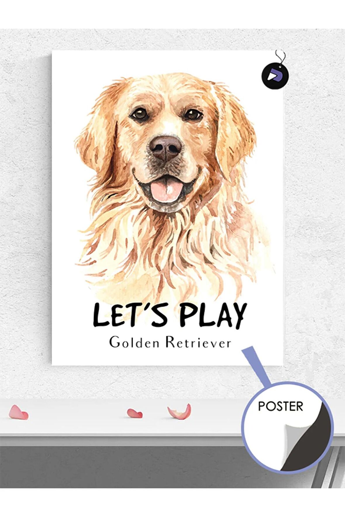 Golden Retriever Köpek Lets Play Hayvan Poster - Afiş - Dekoratif Duvar Posteri
