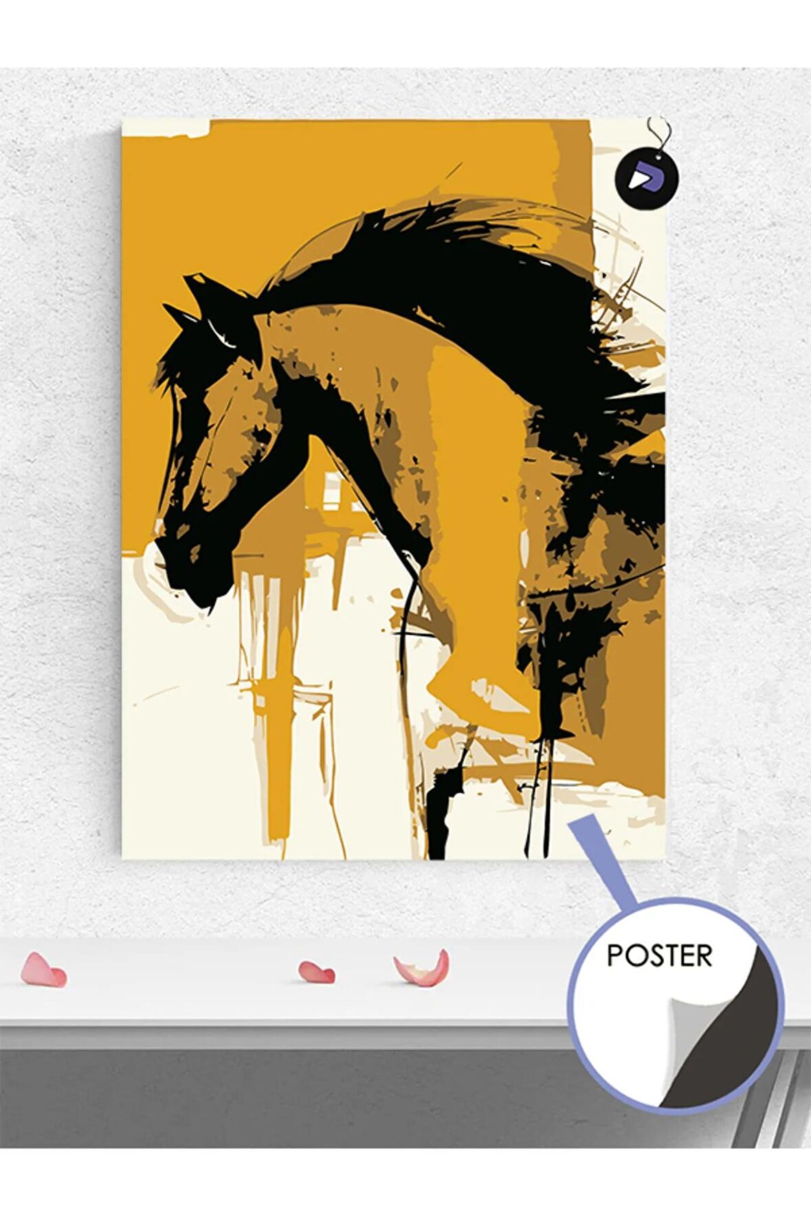 Siyah Yeleli At Hayvan Poster - Afiş - Dekoratif Duvar Posteri