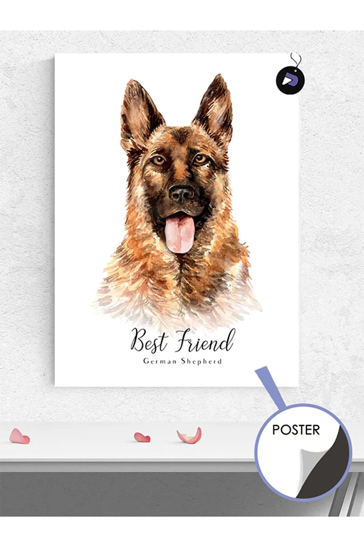 German Shepherd Köpek Best Friend Hayvan Poster - Afiş - Dekoratif Duvar Posteri