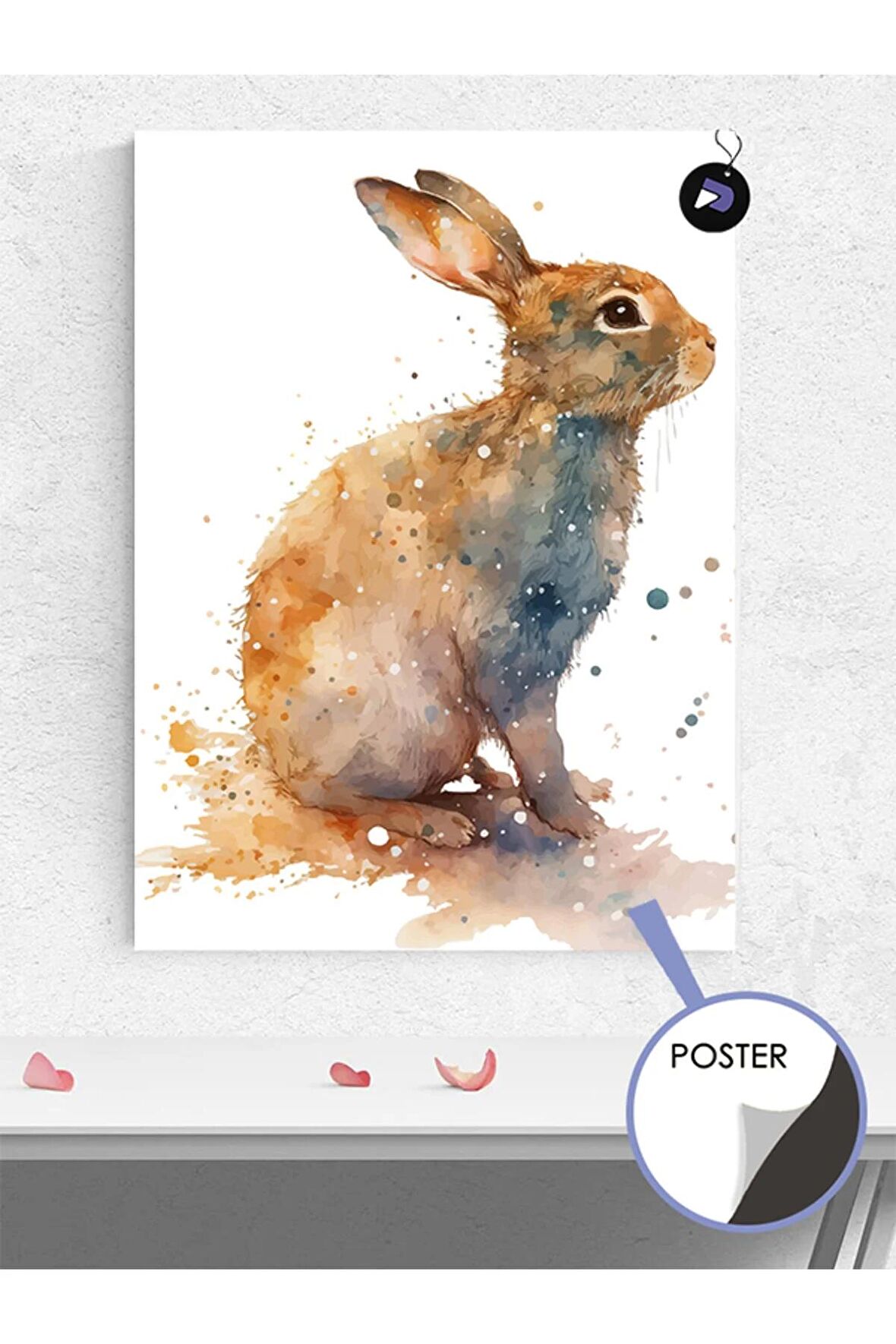 Sevimli Tavşan Hayvan Poster - Afiş - Dekoratif Duvar Posteri