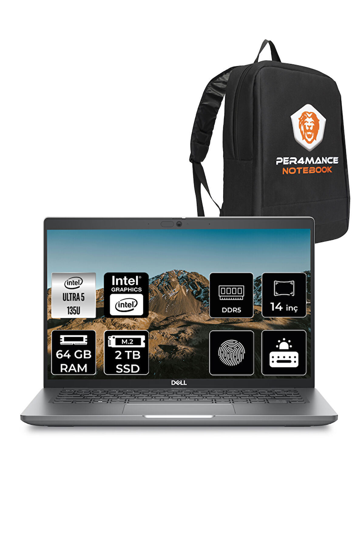 DELL Latitude 5450 Ultra 5 135U 64GB 2TB SSD 14'' FHD FDOS Taşınabilir Bilgisayar & PER4 ÇANTA