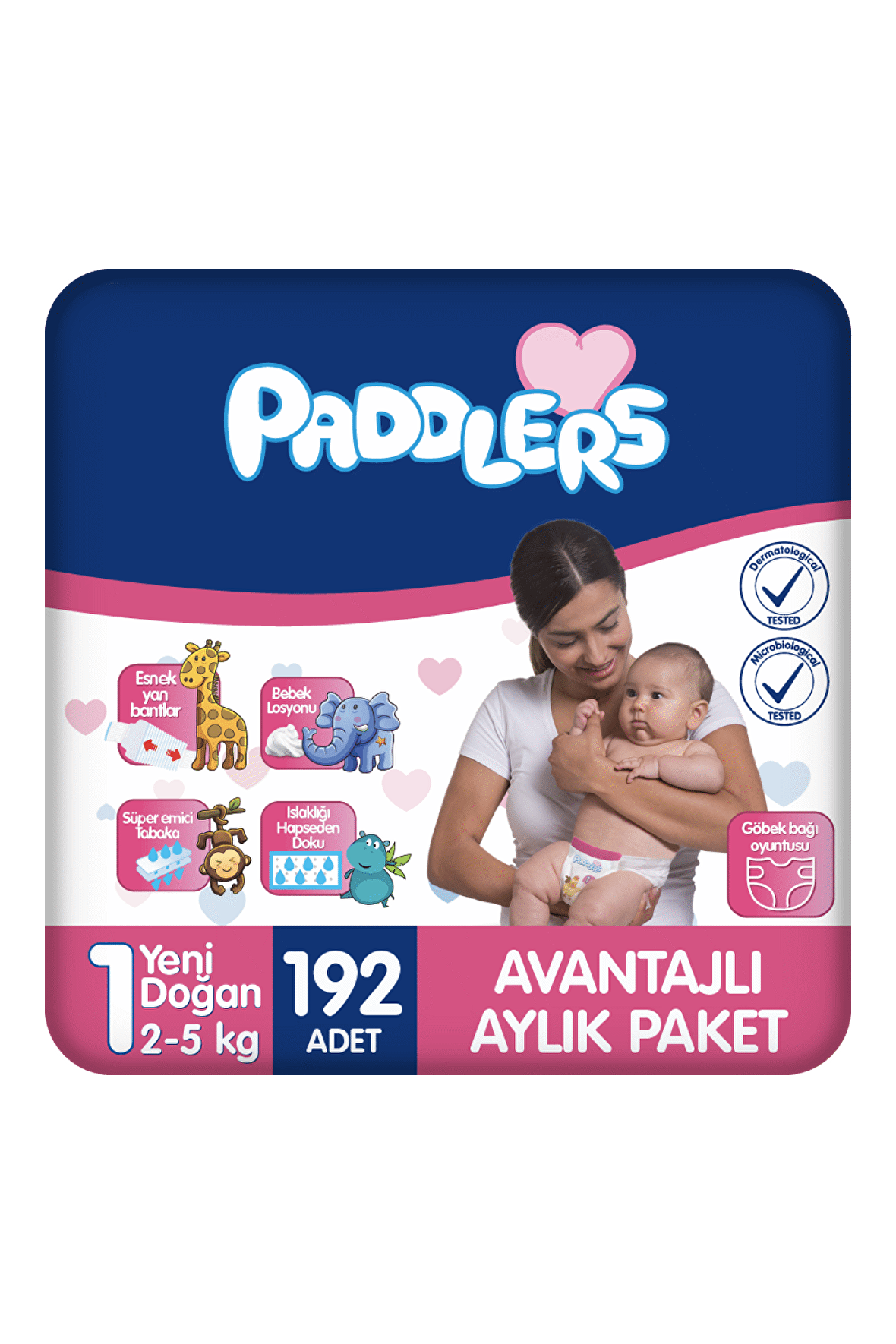 Paddlers Bebek Bezi 1 Numara Yenidoğan 192 Adet (2-5 Kg) Aylık Paket