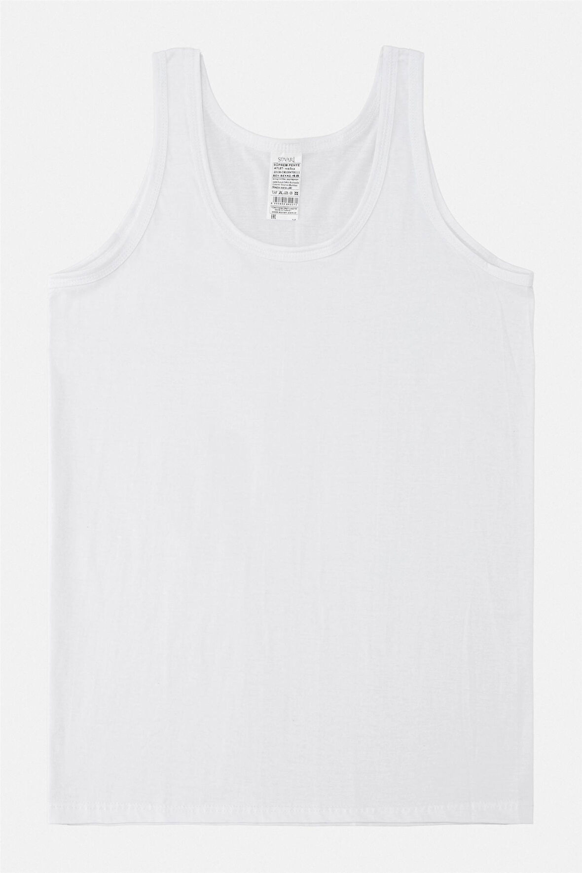 Beyaz Regular Düz Atlet