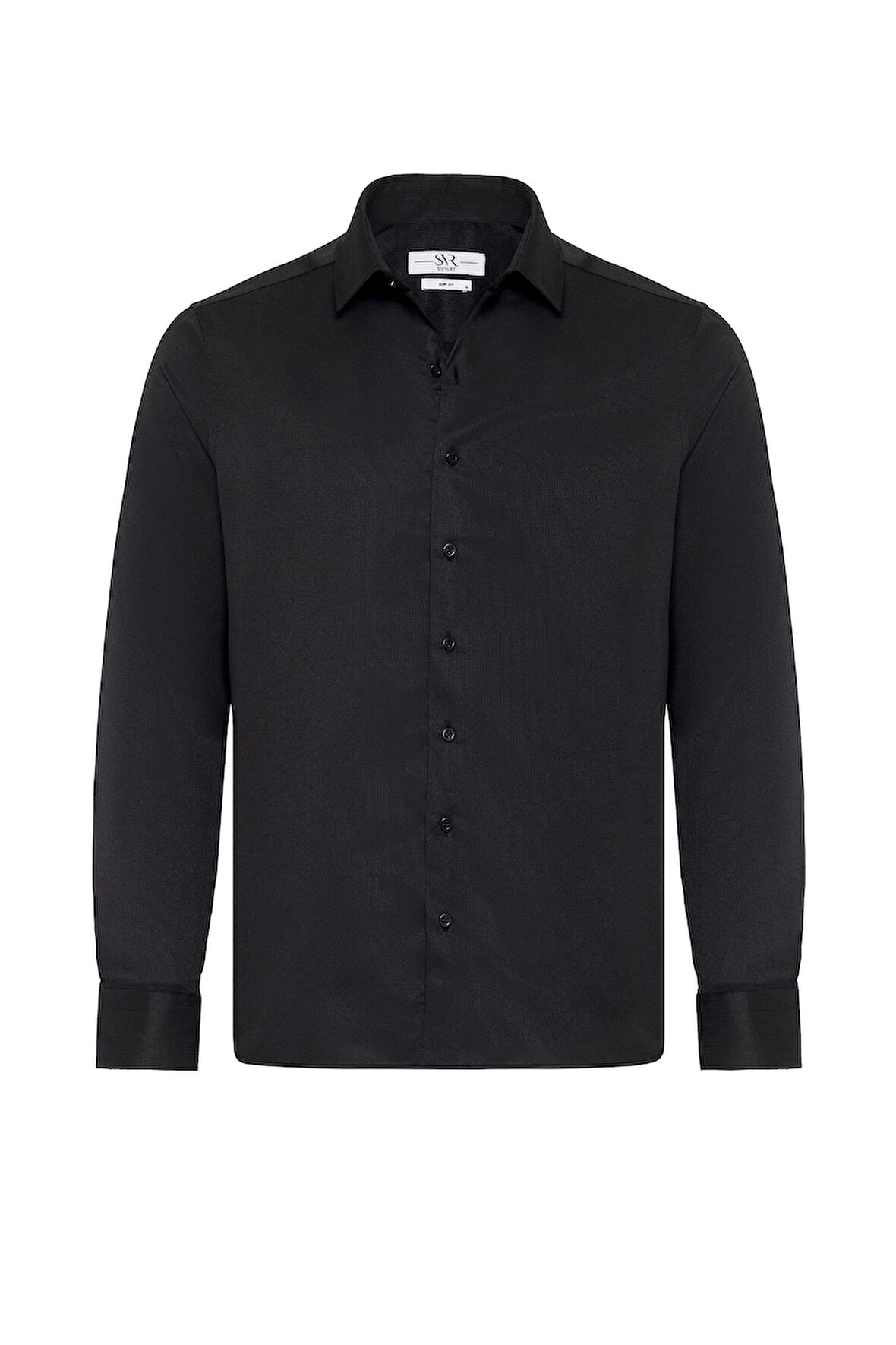 Siyah Slim Fit Düz Klasik Yaka Gömlek