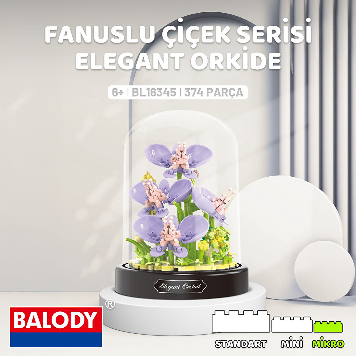 Balody Fanuslu Çiçek Serisi – Elegant Orkide (BL16345) – Mini Blok Yapı Oyuncakları Seti