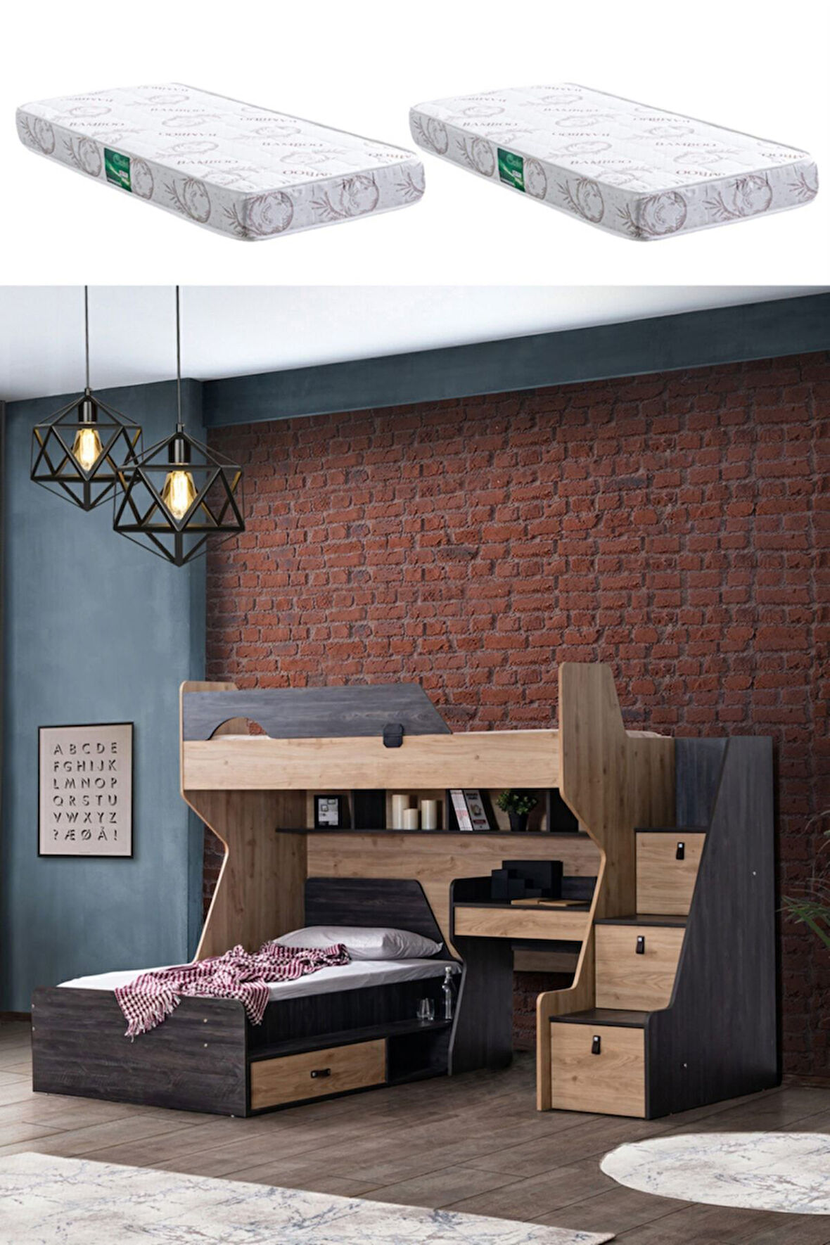 Ranza, Doğa Ranza Karyola Masa 2 Adet Comfort Yatak