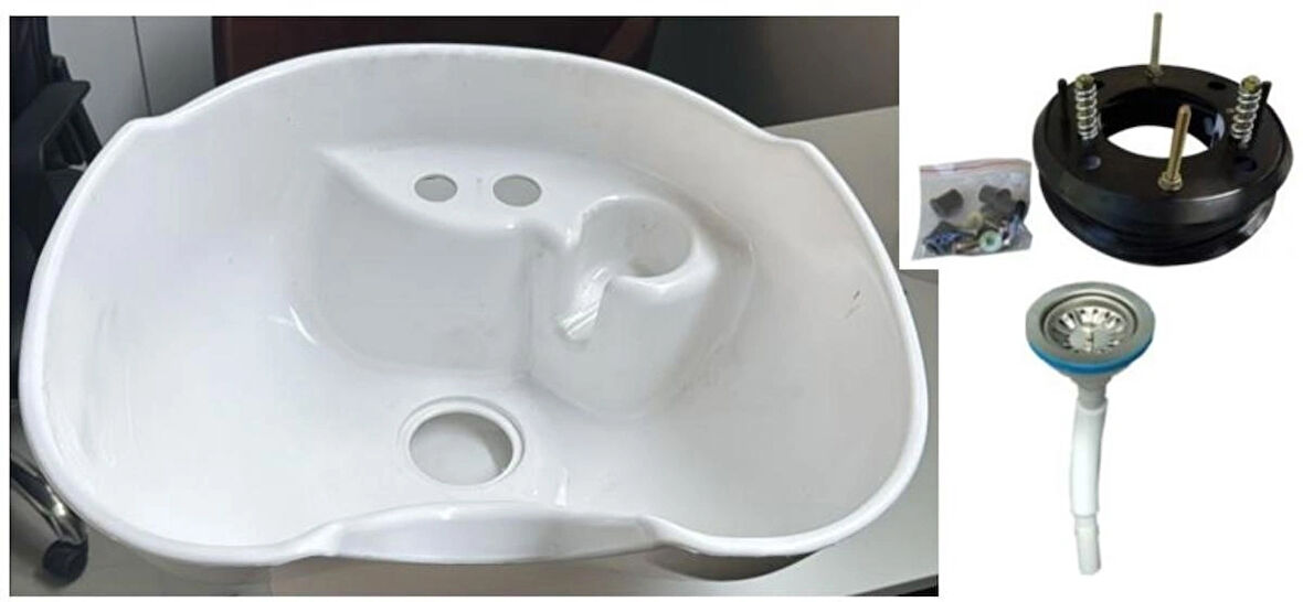 Kuaför Saç Yıkama Plastik Lavabo Seti Mekanizma ve Sifon Dahil Full Set