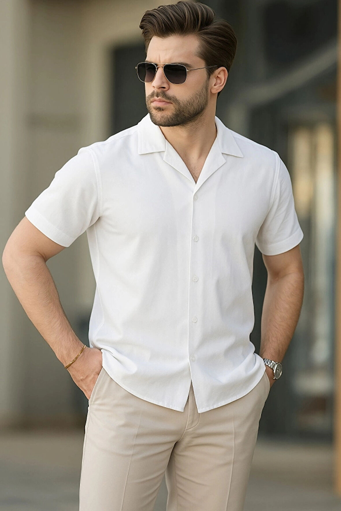 MDB İki İplik Kumaş  Gömlek  Beyaz