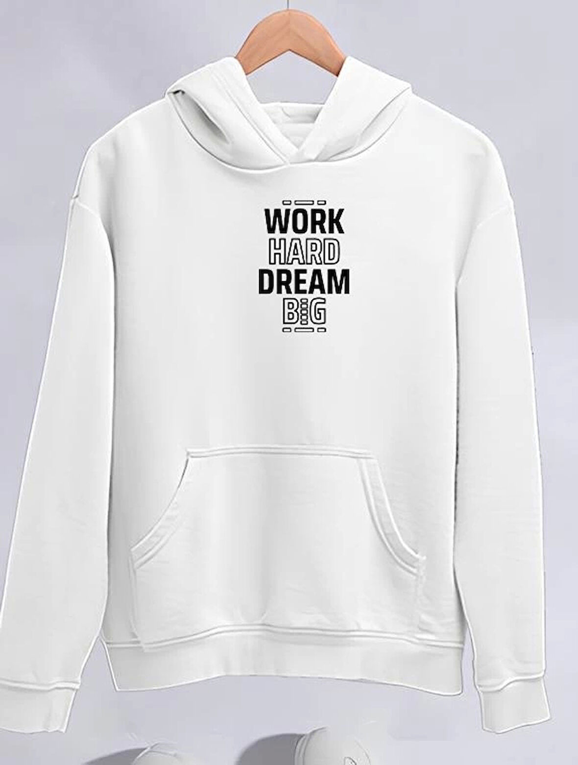 MDB Kışlık Üç İplik Kapşonlu weathirt  Beyaz