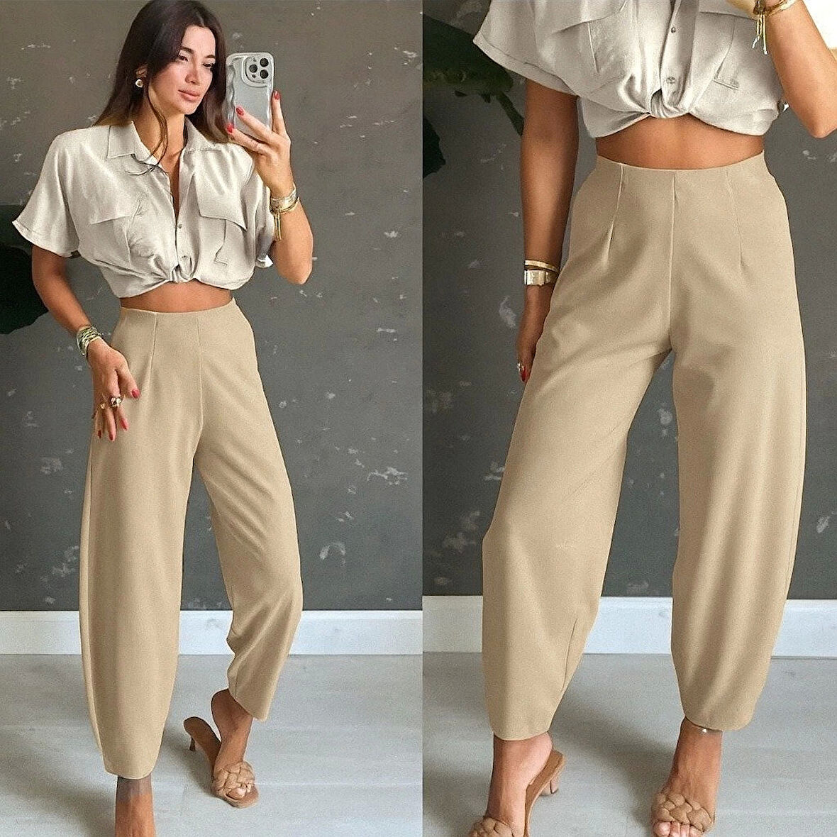 MDB Kadın Yüksek Bel Krep Pantolon