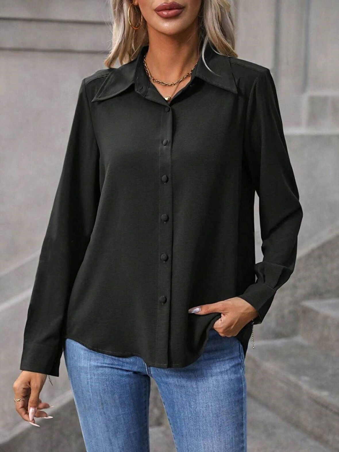 MDB Kadın Uzun Kollu Yakalı önden Düğmeli Aerobin Gömlek