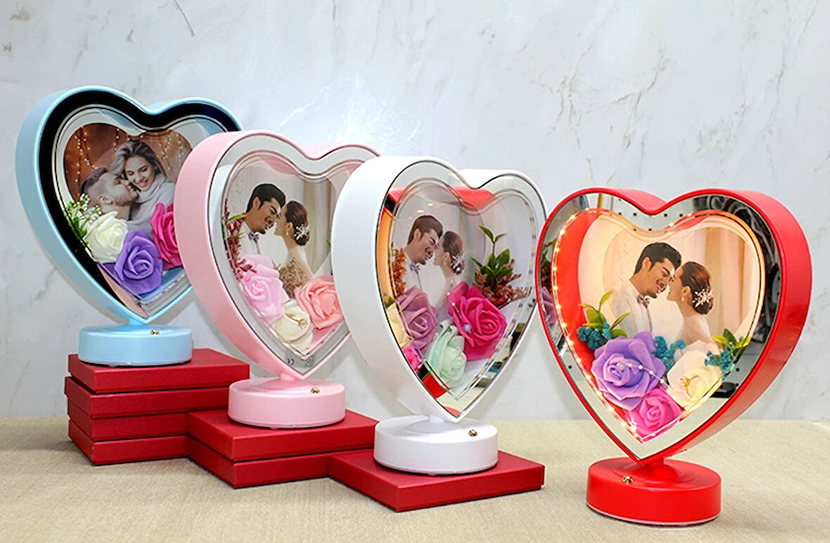 MDB Kişiye Özel Fotoğraf Alanlı Kalpli Led Çerçeve Model 2