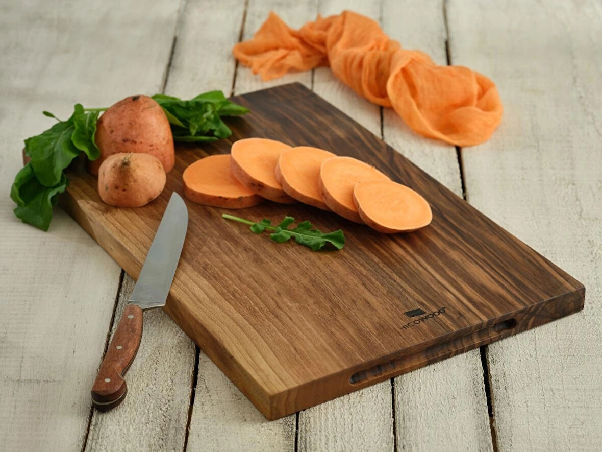  Galapagos Şef Koleksiyonu – Ekstra Kalın ve Geniş Ceviz Sunum & Kesim Tahtası El Yapımı, Dayanıklı Tasarım (45x30x3 cm)