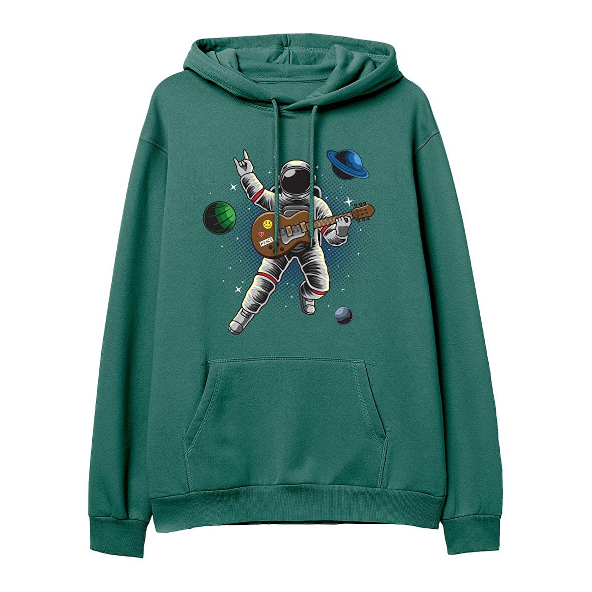 Astro-12  Baskılı Yeşil Hoodie