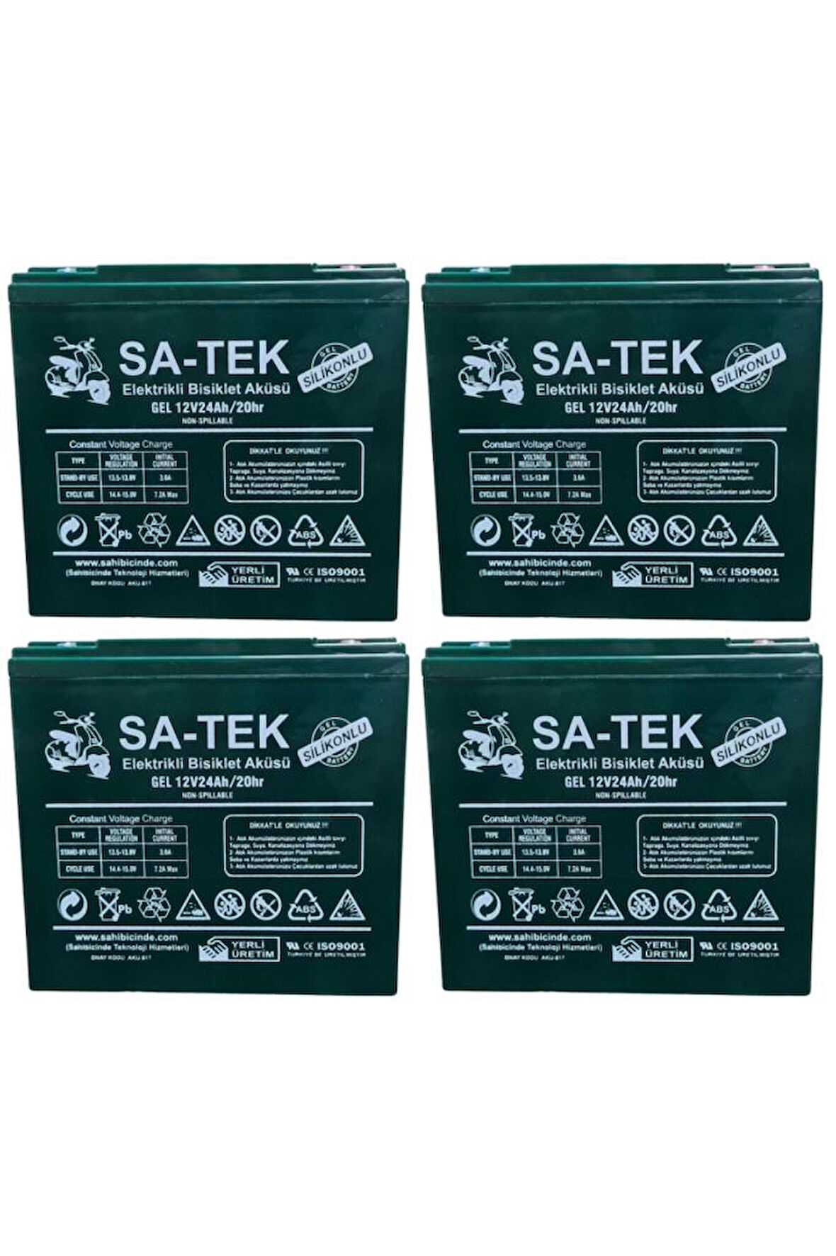 Satek 12v 24 Ah Elektrikli Motosiklet Aküsü 4'lü Set Jel Akü Elektrikli Bisiklet Aküsü