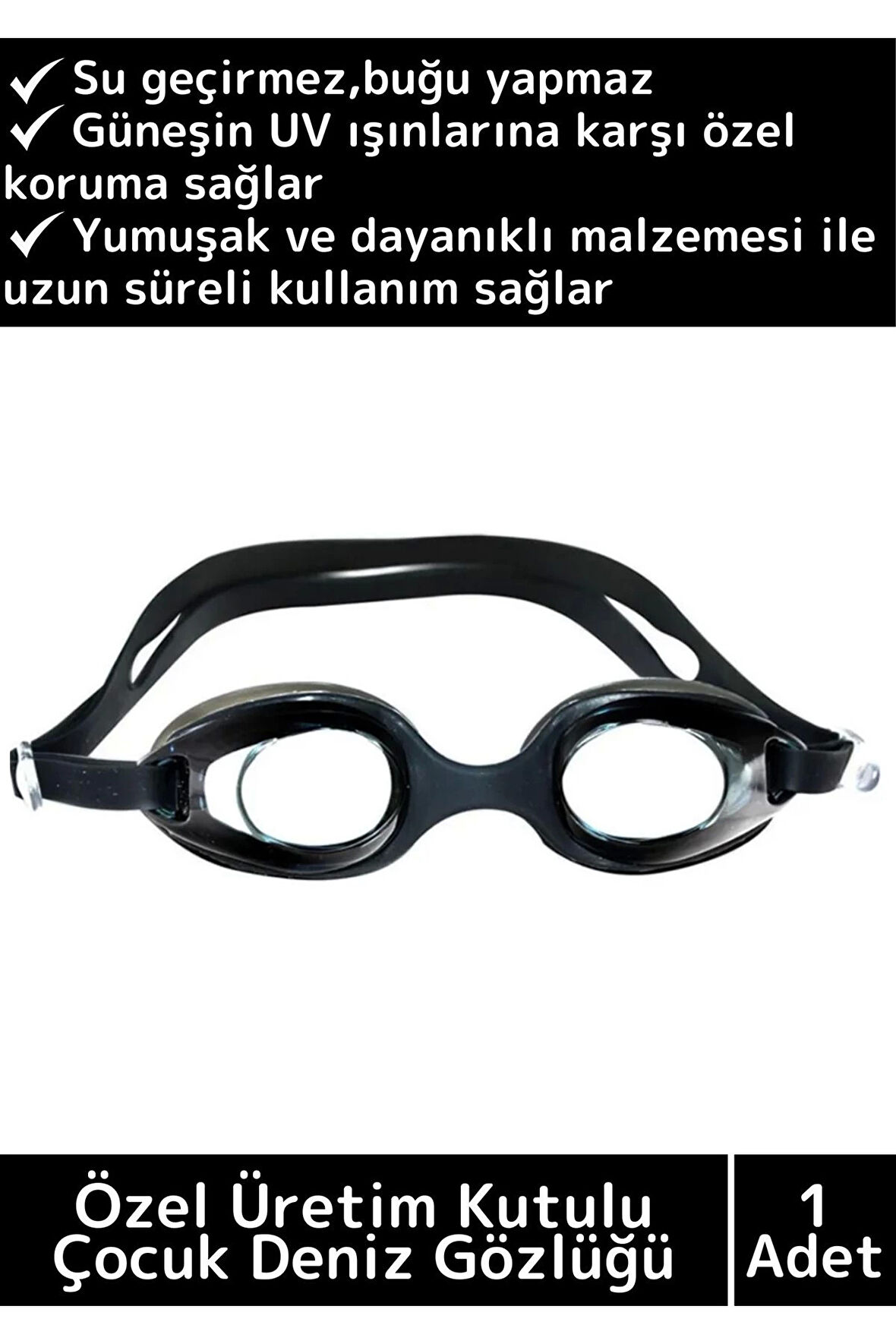 Özel Ayarlanabilir Kayışlı Su Geçirmez UV Koruma Silikon Plastik Antifog Kutulu Çocuk Deniz Gözlüğü