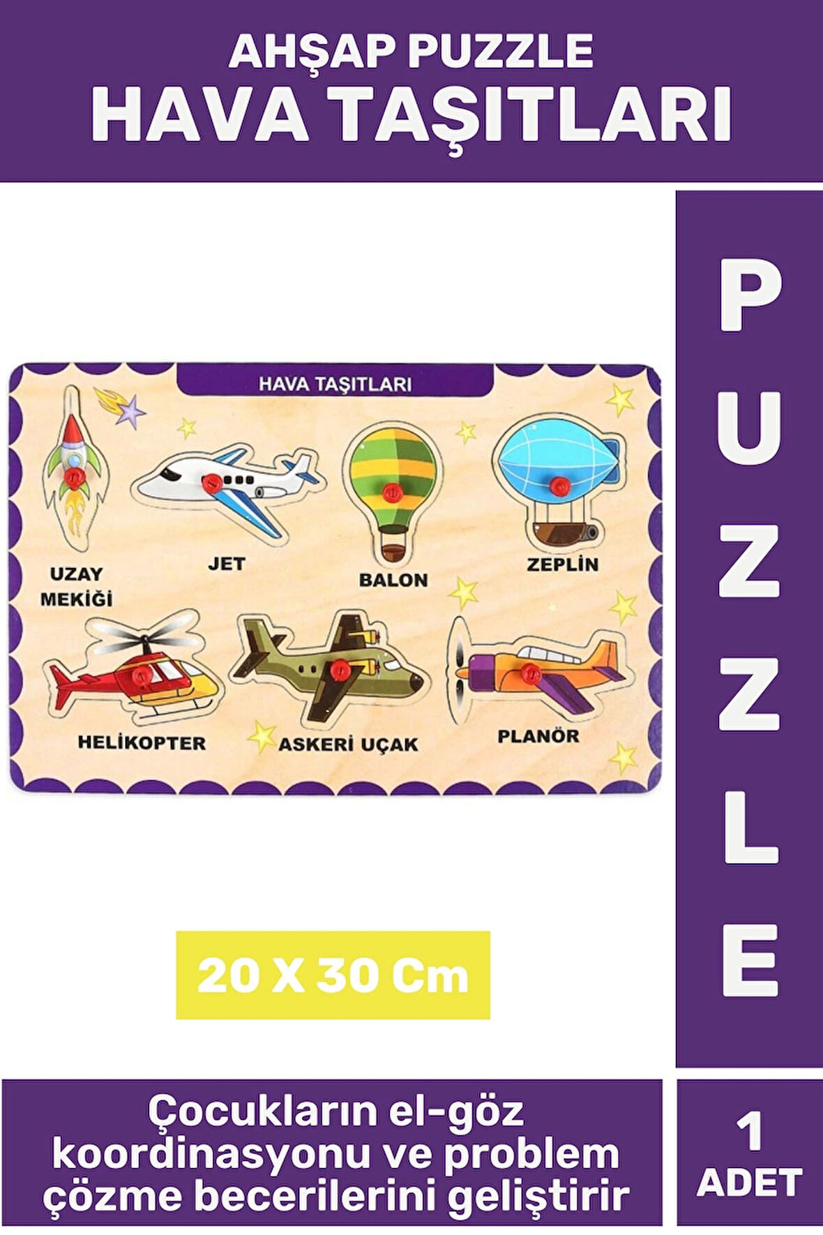 Premium Eğlenceli Eğitici Görsel Algı Problem Çözme Becerisi Çocuk Puzzle HAVA TAŞITLARI