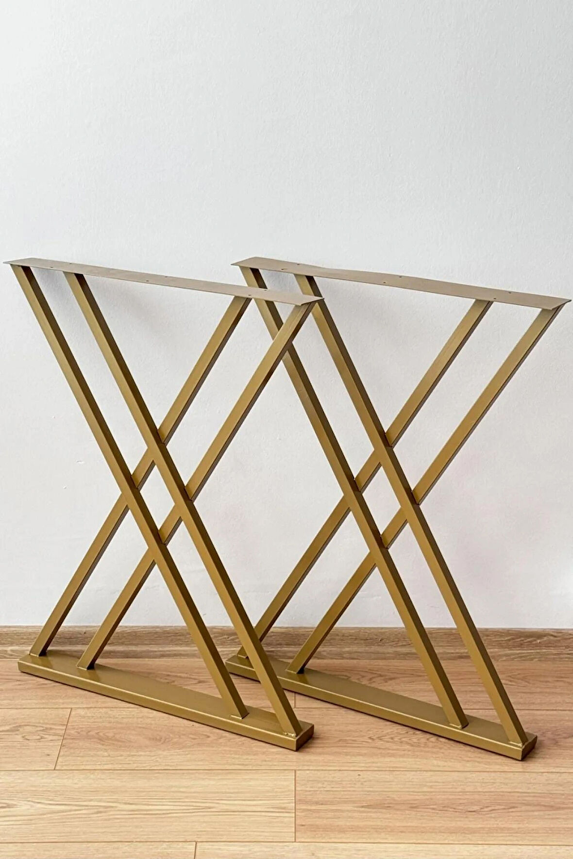 Metal Masa Yemek Masası Çalışma Masası Ayağı Gold Renk 2 Adet Ayak 72 Cm Mobilya Ayağı
