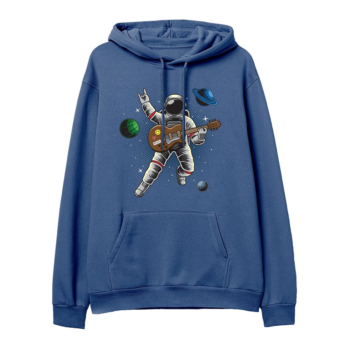 Astro-12  Baskılı Hoodie-Royal Mavi