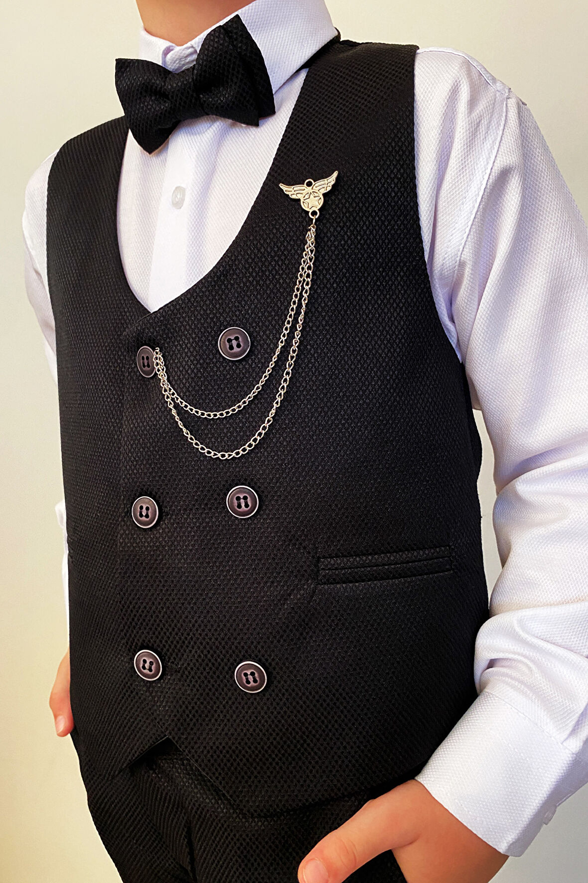 Erkek Çocuk Takım Elbise Panyonlu Yelekli Takım Elbise