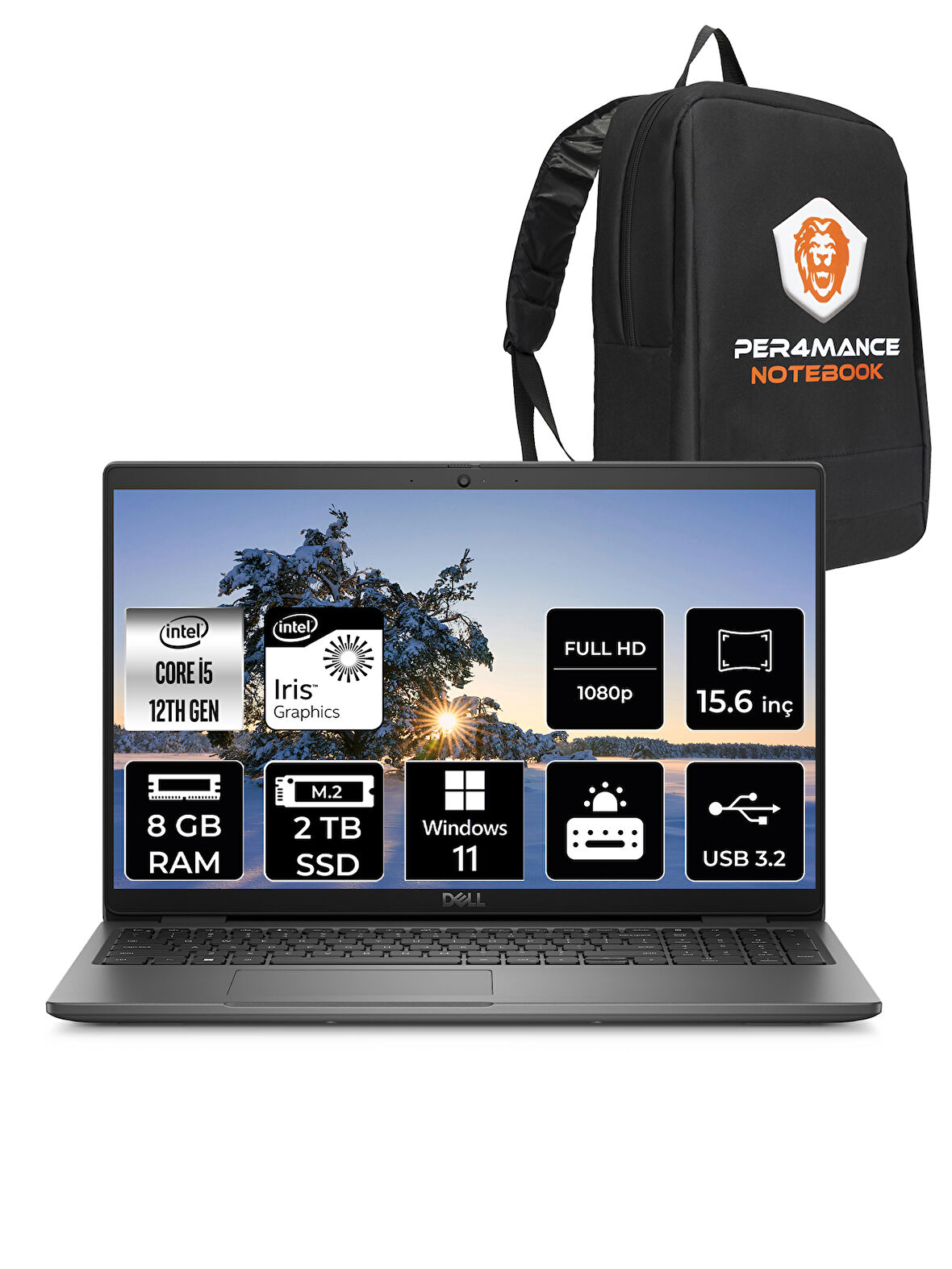 Dell Latitude 3540 Intel Core i5 1235U 8GB 2TB SSD 15.6" FHD W11H Taşınabilir Bilgisayar & PER4 Çanta