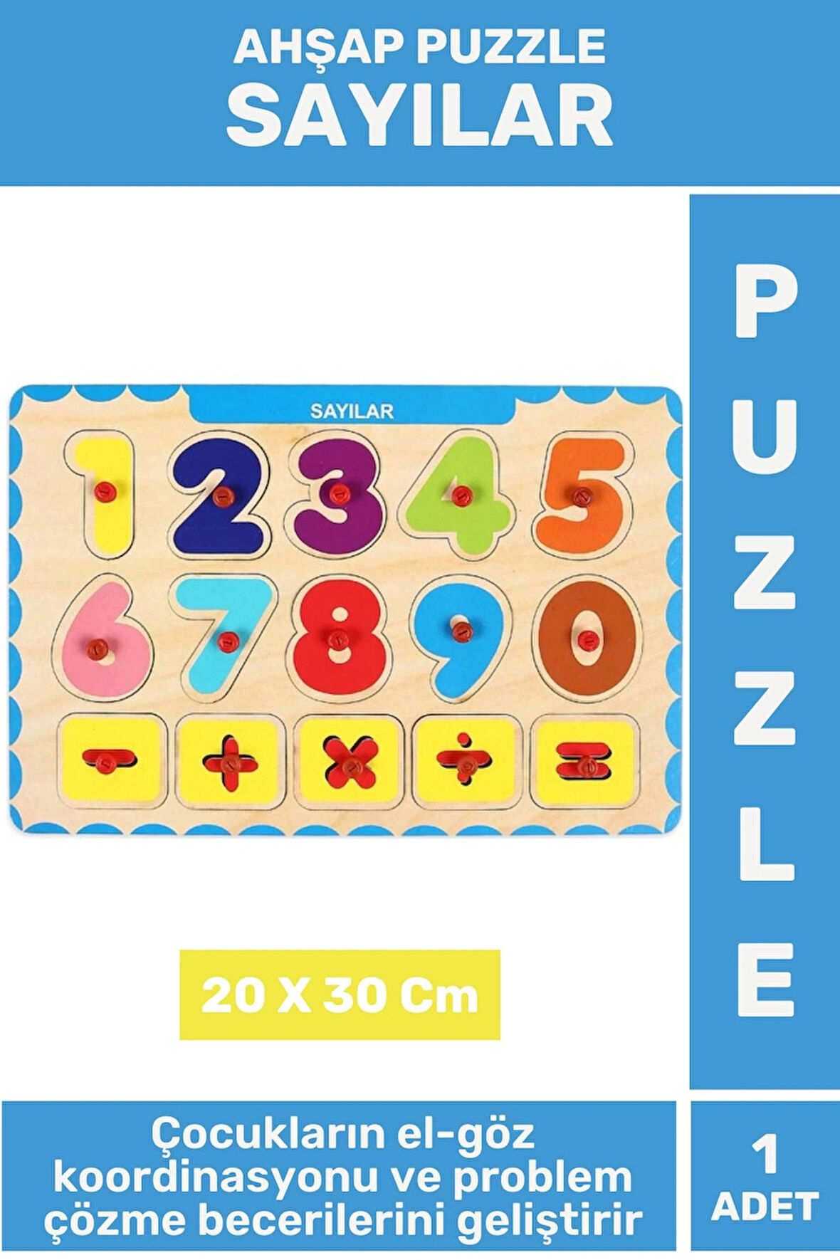Premium Eğlenceli Eğitici Görsel Algı Problem Çözme Becerisi Çocuk Puzzle SAYILAR