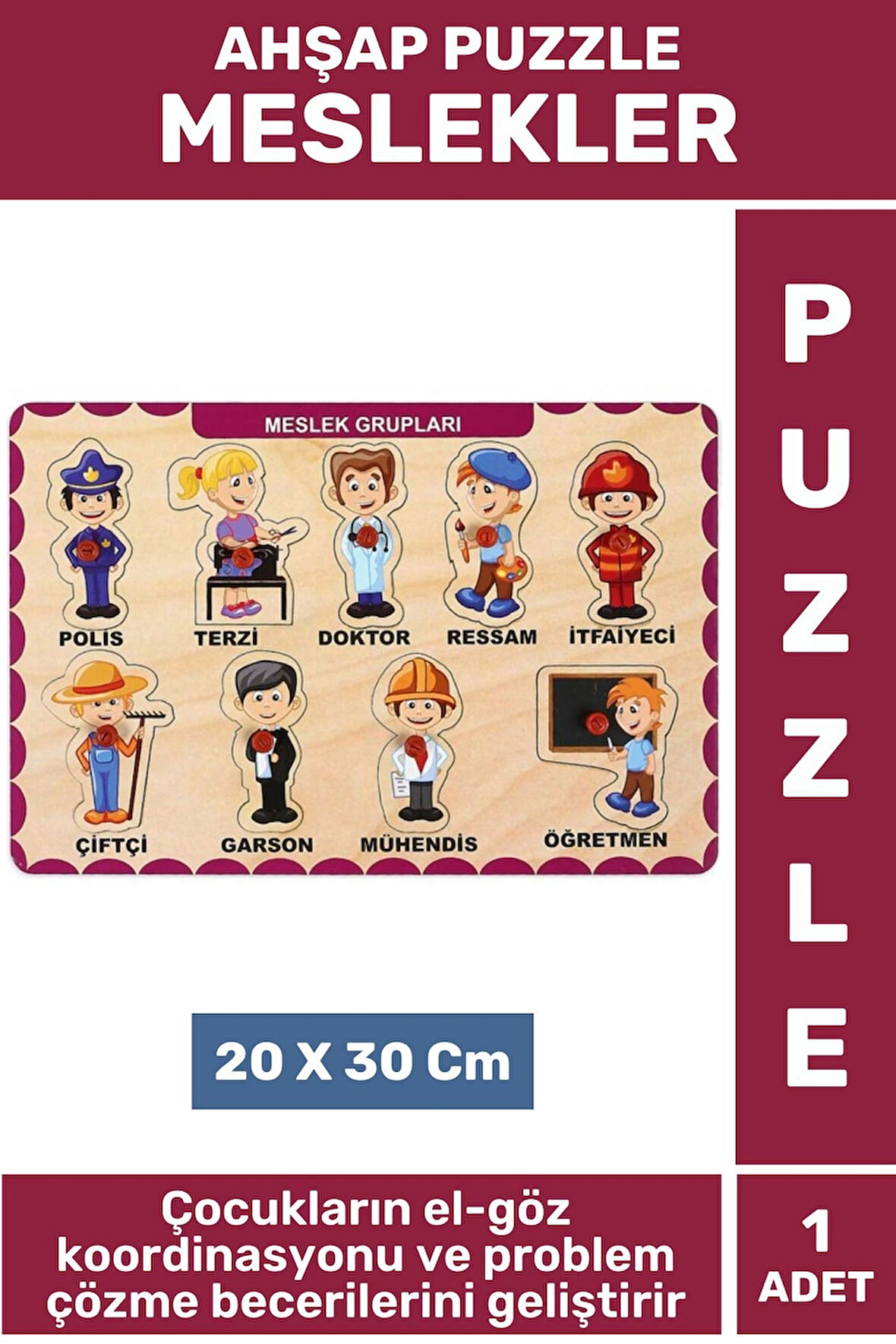 Premium Eğlenceli Eğitici Görsel Algı Problem Çözme Becerisi Çocuk Puzzle MESLEKLER