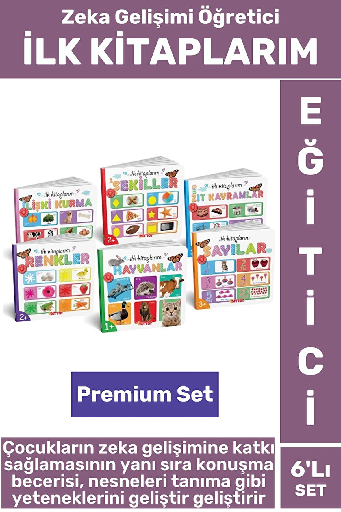 Eğlenceli Görsel Algı Konuşma Becerisi Nesneleri Tanıma Zeka Gelişim Eğitici 6'Lı SET İLK KİTAPLARIM
