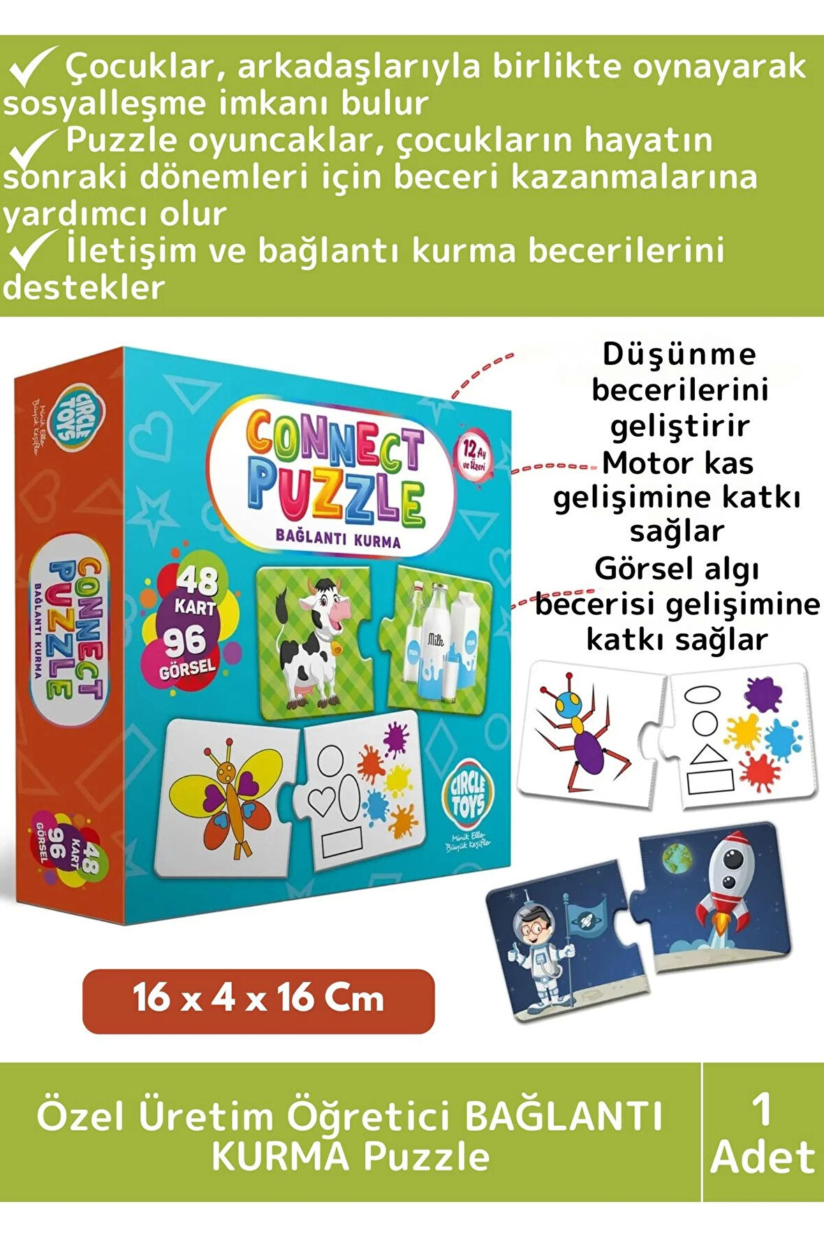 Premium Zeka Geliştirici Eğlenceli Öğretici Çocuk El Göz Koordinasyonu BAĞLANTI KURMA Puzzle Oyunu