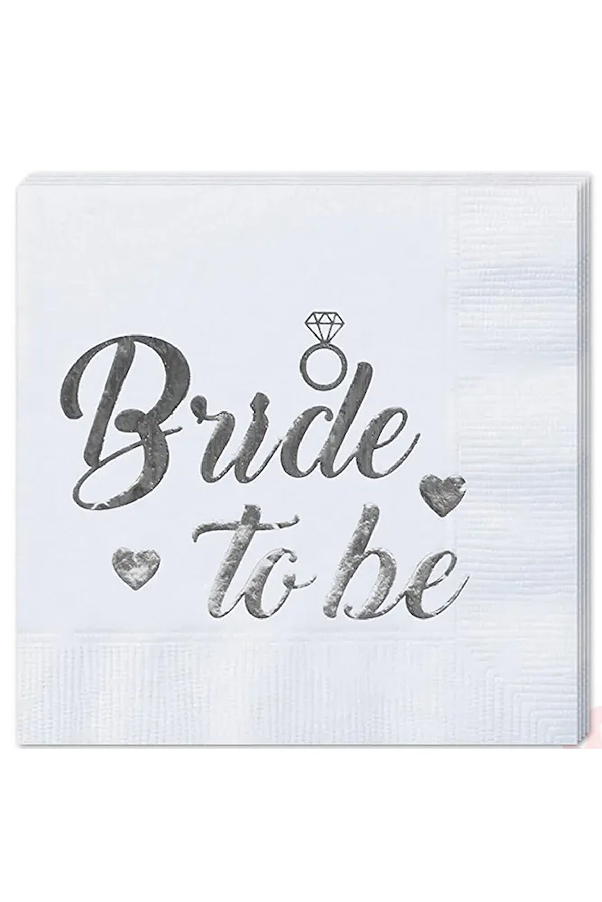 Bride To Be Peçete, 16 Adet - Gümüş