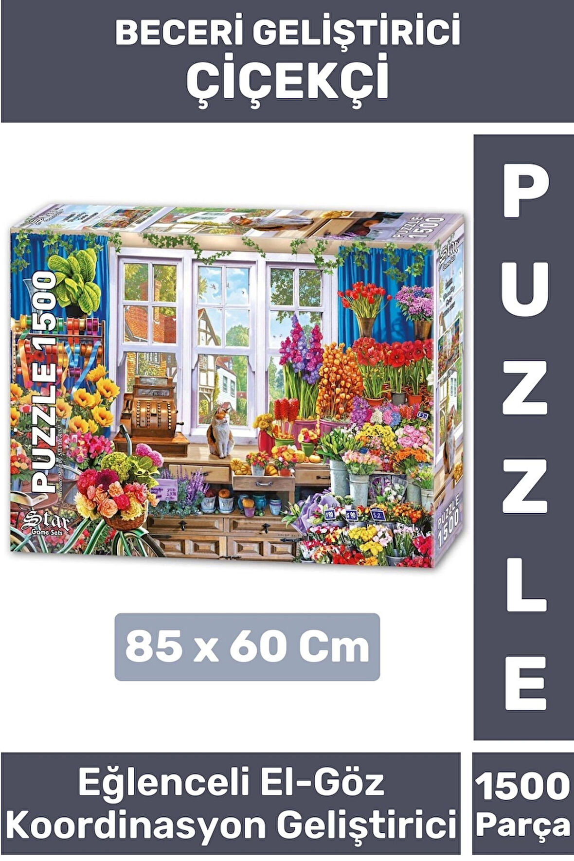 Premium Seri Eğlenceli El Göz Koordinasyon Hafıza Beceri Geliştirici 1500 Parça PUZZLE ÇİÇEKÇİ