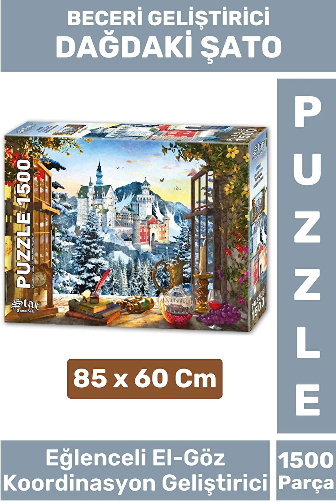 Premium Eğlenceli El Göz Koordinasyon Hafıza Beceri Geliştirici 1500 Parça PUZZLE DAĞDAKİ ŞATO