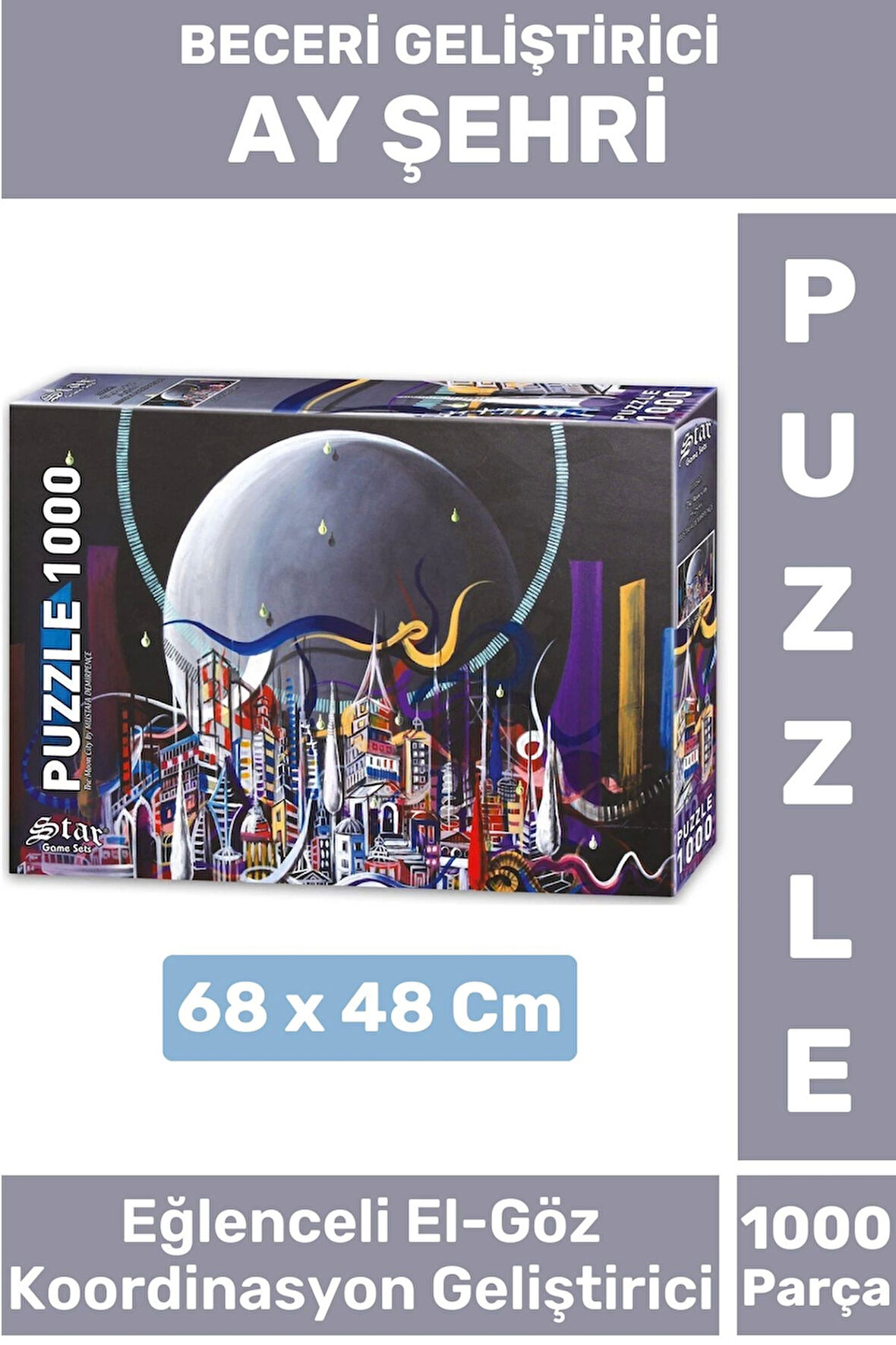 Premium Eğlenceli El Göz Koordinasyon Beceri Görsel Algı Geliştirici Çocuk 1000 Prça PUZZLE AY ŞEHRİ