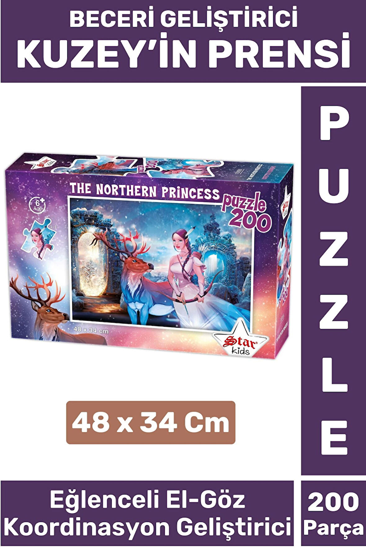 Premium Seri Eğlenceli El Göz Koordinasyon Beceri Geliştirici Çocuk 200 Parça PUZZLE KUZEY'İN PRENSİ