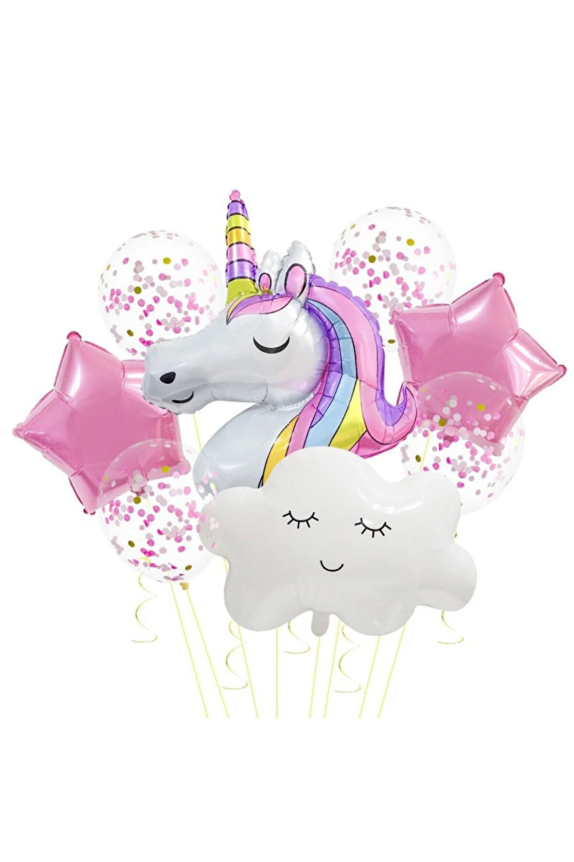 Unicorn temalı parti balonlar bulut folyo