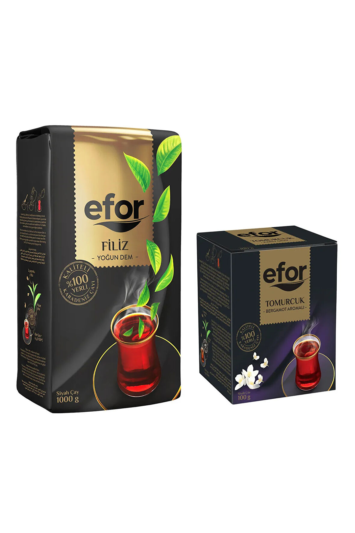 Efor Filiz Siyah Dökme Çay 1.000 Gr + Tomurcuk Bergamot Aromalı 100gr