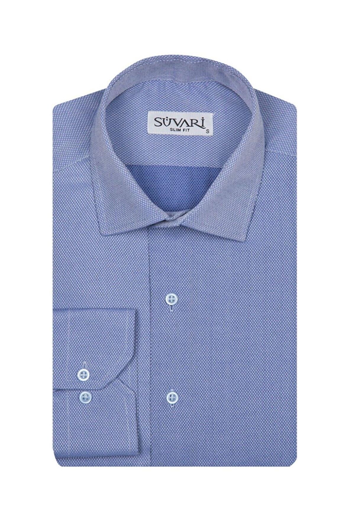Süvari Slim Fit Armür Desenli Erkek Gömlek