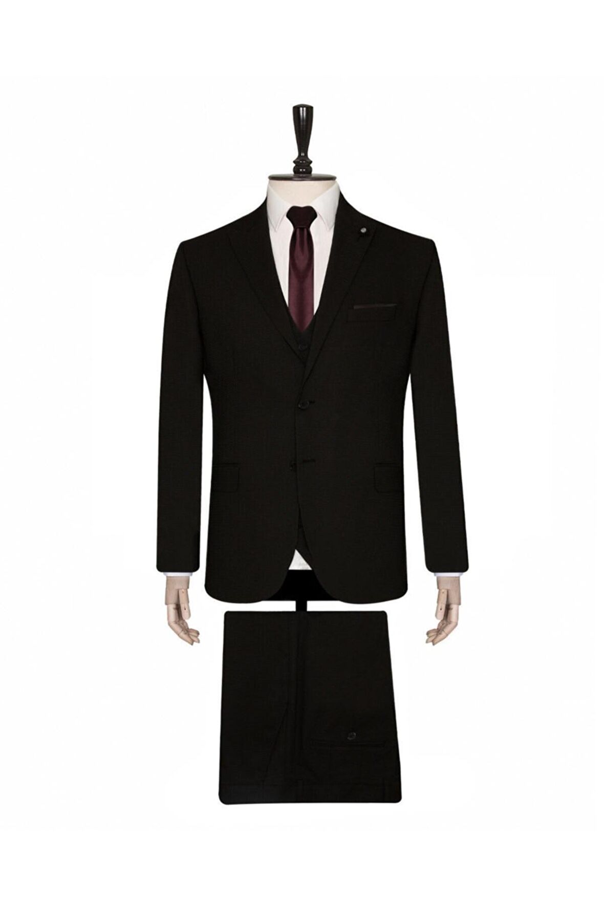 Süvari Yelekli Siyah Slim Fit Takım Elbise