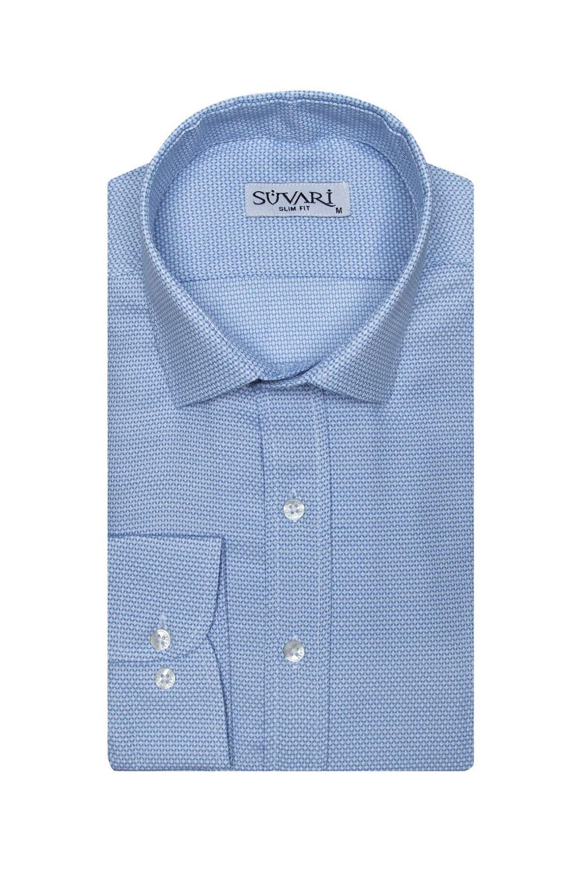 Süvari Slim Fit Armür Desenli Erkek Gömlek