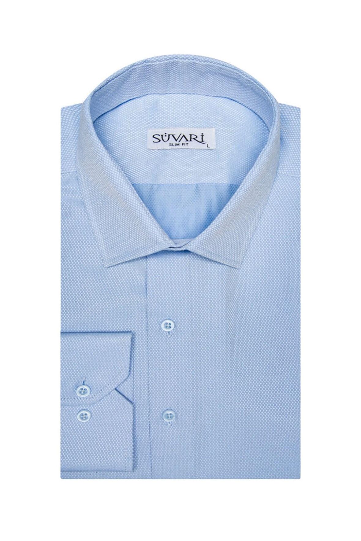 Süvari Slim Fit Armür Desenli Erkek Gömlek