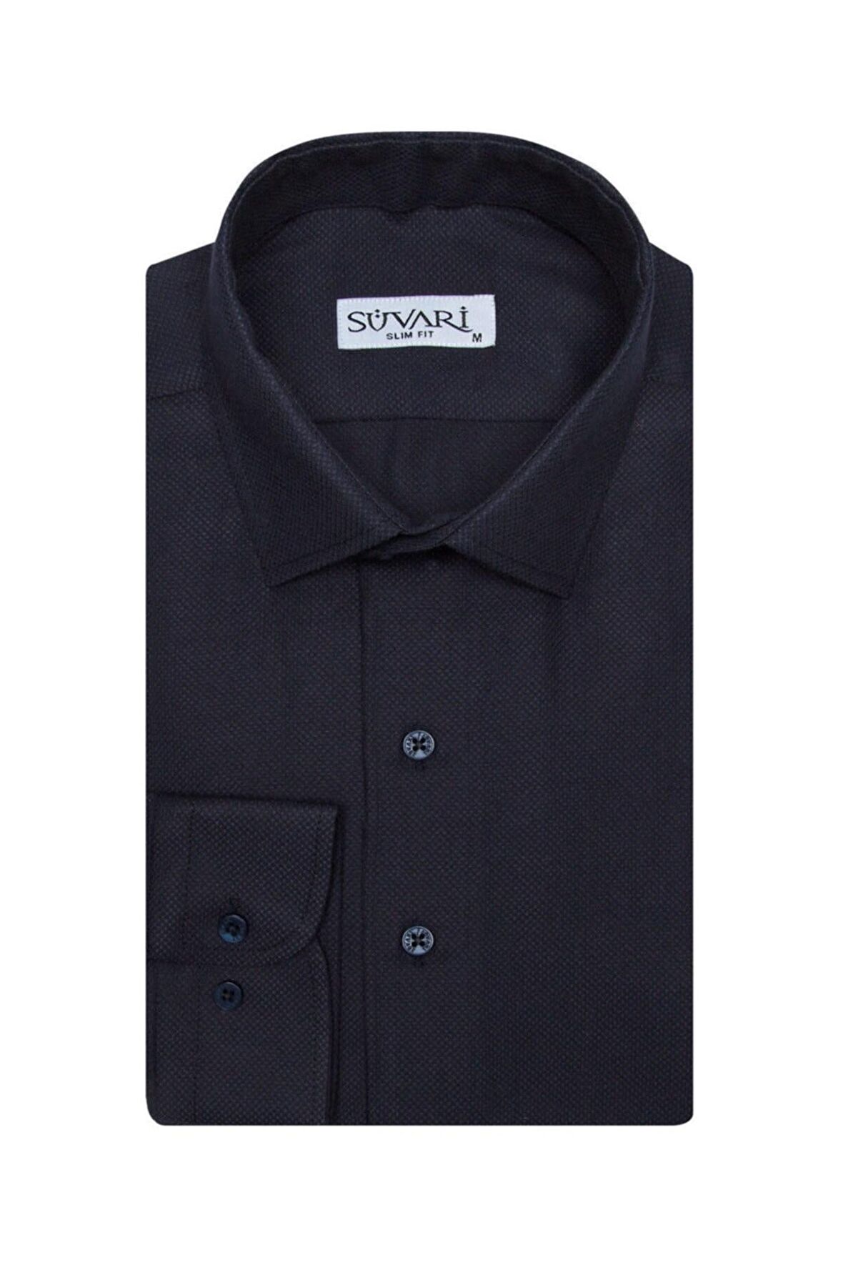 Süvari Slim Fit Armür Desenli Erkek Gömlek