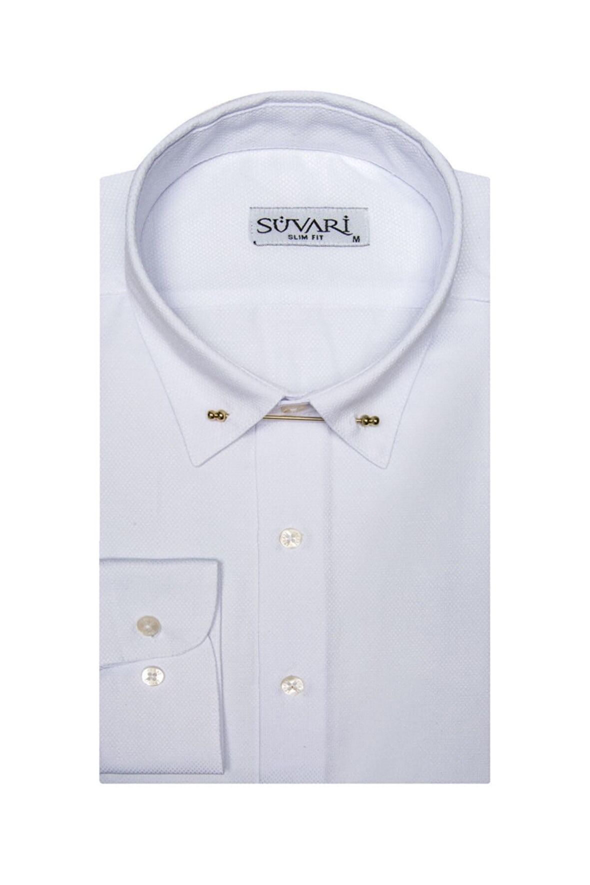 Slim Fit Armür Desenli Erkek Gömlek